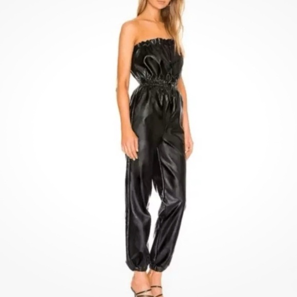 Lovers + Friends Pants - Lovers+Friends Strapless Faux Leather Jumpsuit